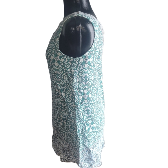 Green and White Sleeveless V Neckline Tunic Dress Sz.S - Picture 5 of 7